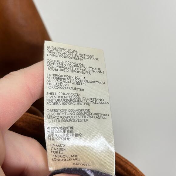 ANTHROPOLOGIE Robyn Faux Leather Moto Jacket Suede Cognac Tan Brown Sz S - Picture 6 of 6